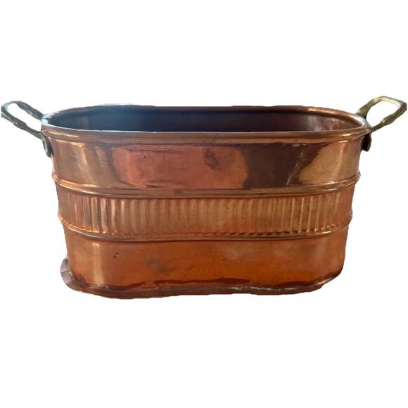 Copper Oval Planter With Handles Home Decor 7“ x 3 1/4“ x 4“ - Picture 1 of 6